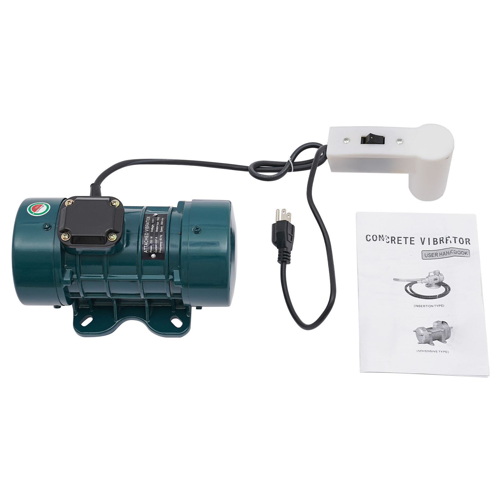High-Performance Dark Green Concrete Vibration Motor – 250W Aluminum Design