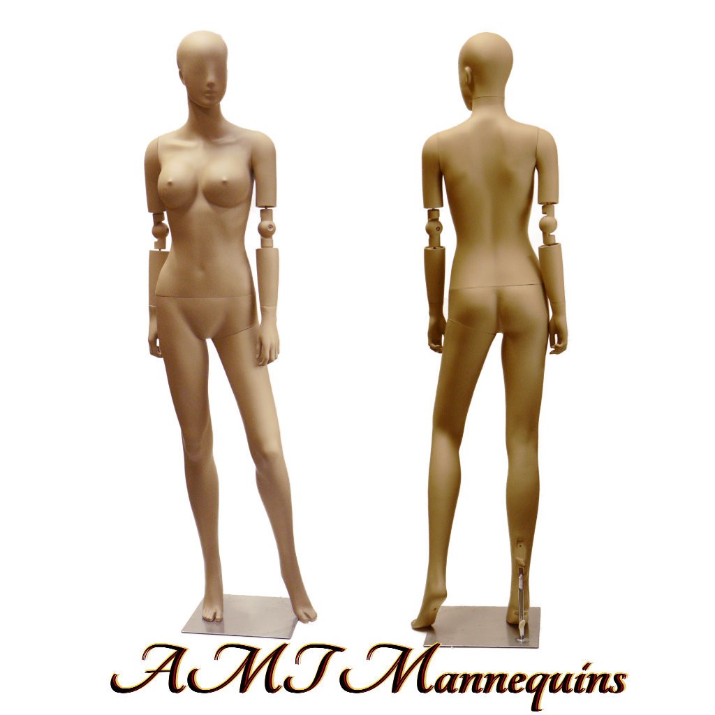 HeavyDuty Plastic Realistic Fullbody Female Mannequin (2 Heads, Flexiable arms)U