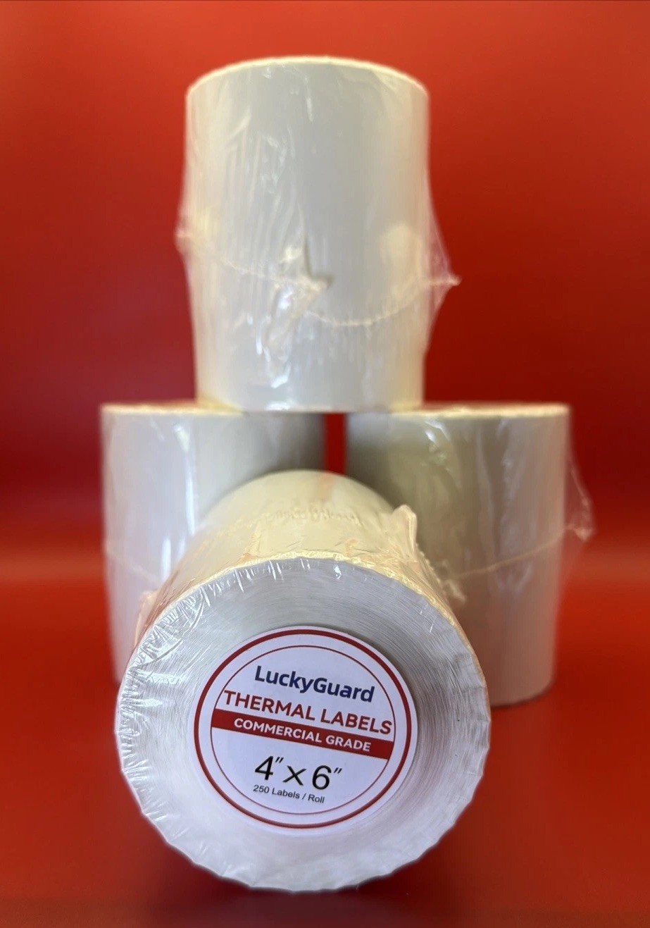 4 Rolls 4×6 LuckyGuard Direct Thermal Shipping Labels 250 per roll – 1000 labels