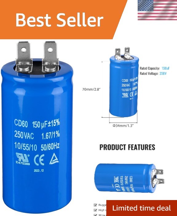 125VAC/250VAC 150uF CD60 Capacitor – Compact & Efficient Electric Motor Starter