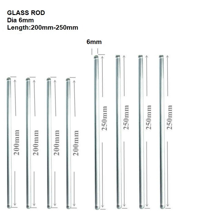 Glass Stirring Rods 8″ 10″ 6mm Diameter for Lab,Kitchen,Science Education 8/Pack