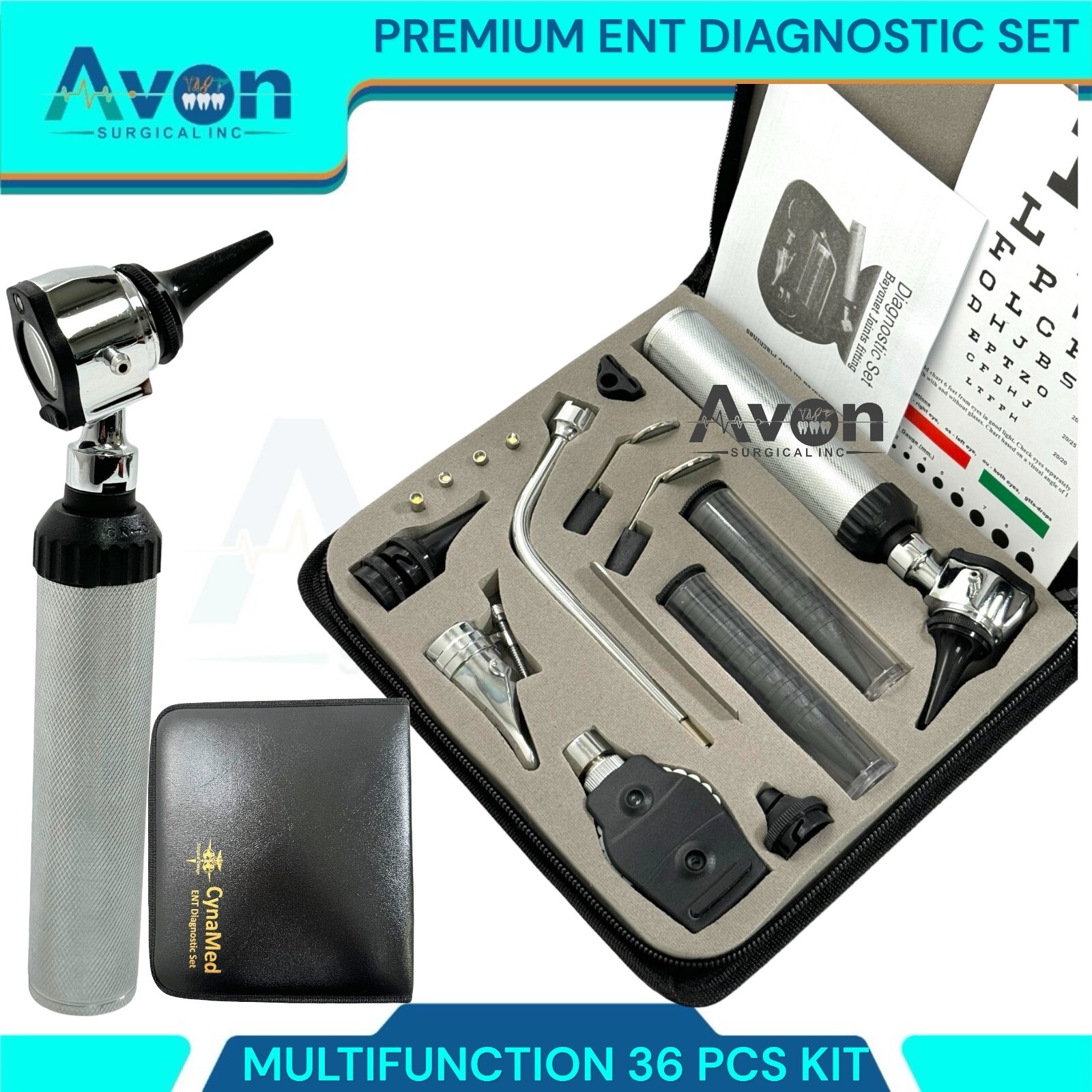 ORIGINAL Professional 2.5V ENT Diagnostic OTOSCOPE Set,Ophthalmoscope, Otoscope