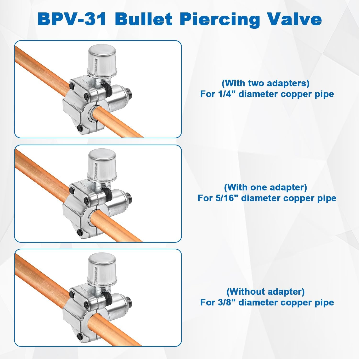 BPV-31 Piercing Valve Kit with Hex Keys and Adapters for Refrigerator Lines