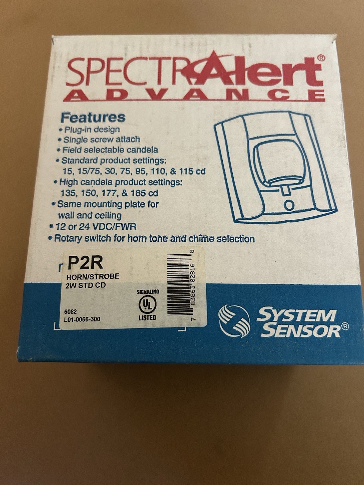 System Sensor SpectrAlert Advance P2R Horn Strobe Red 2W STD CD Fire Alarm NIB