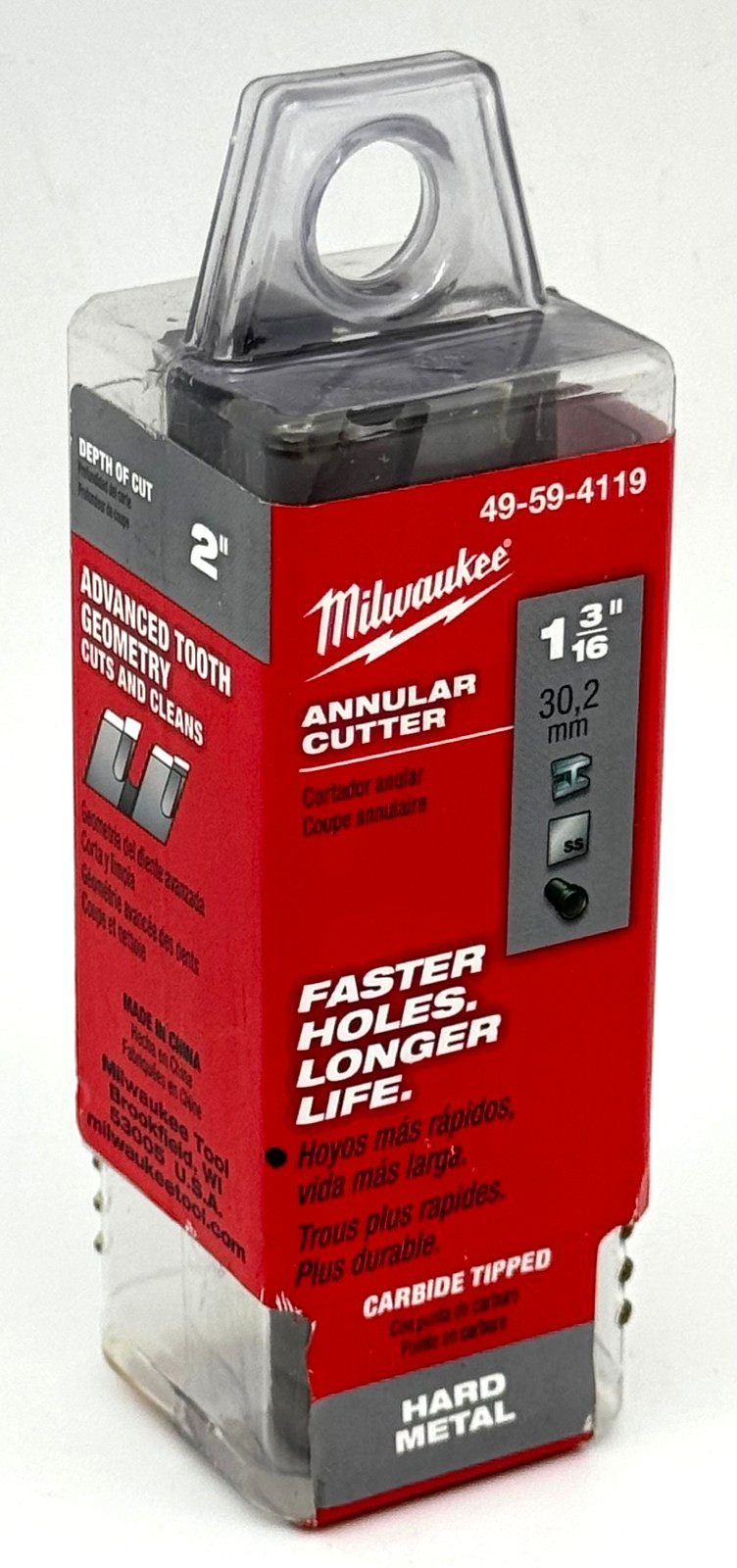 New Milwaukee 49-59-4119 Annular Cutter 1-3/16″ x 2″ Depth Carbide Tipped-Fr.Sh.