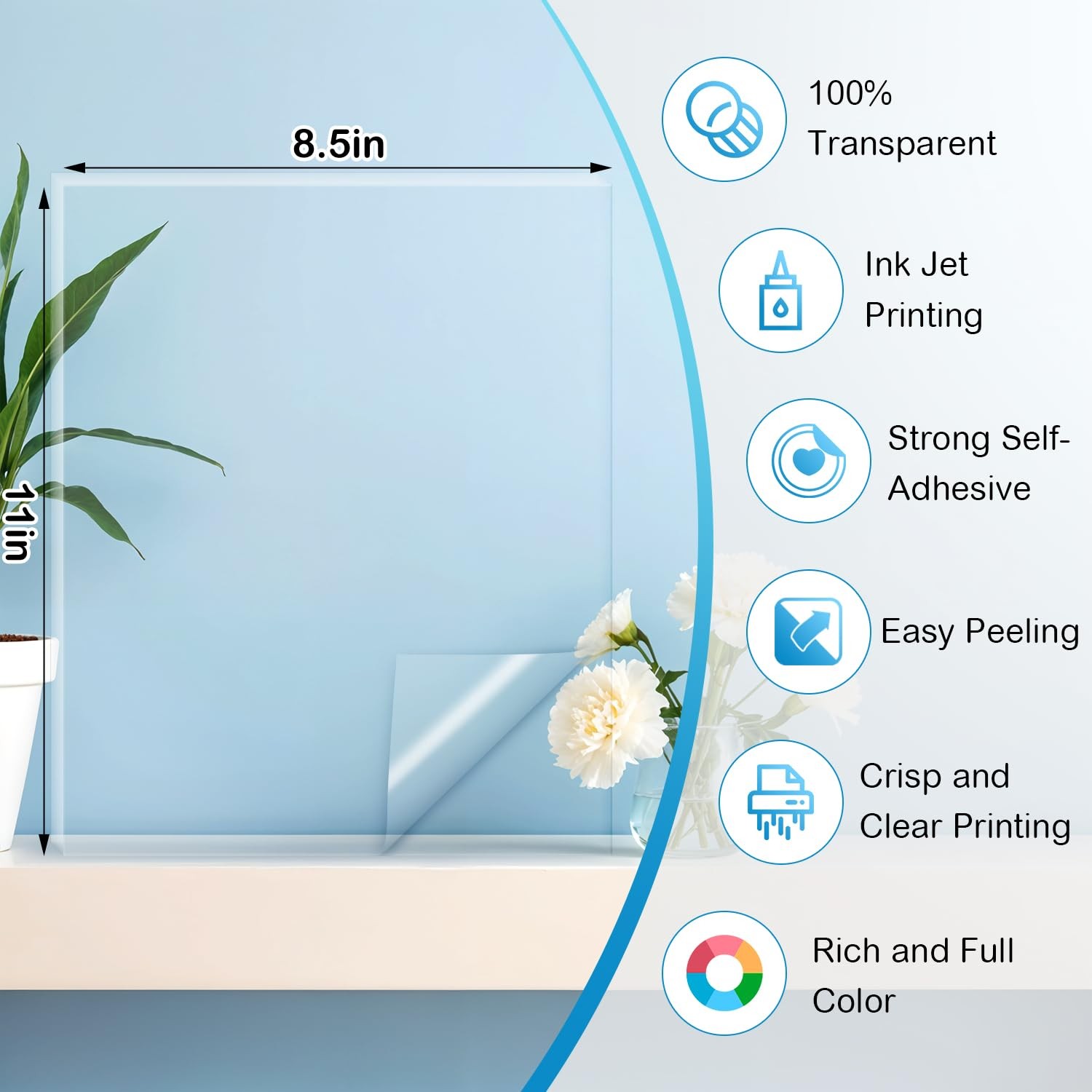 Premium Printable Vinyl Sticker Paper for Inkjet & Laser Printer, 100%Clean