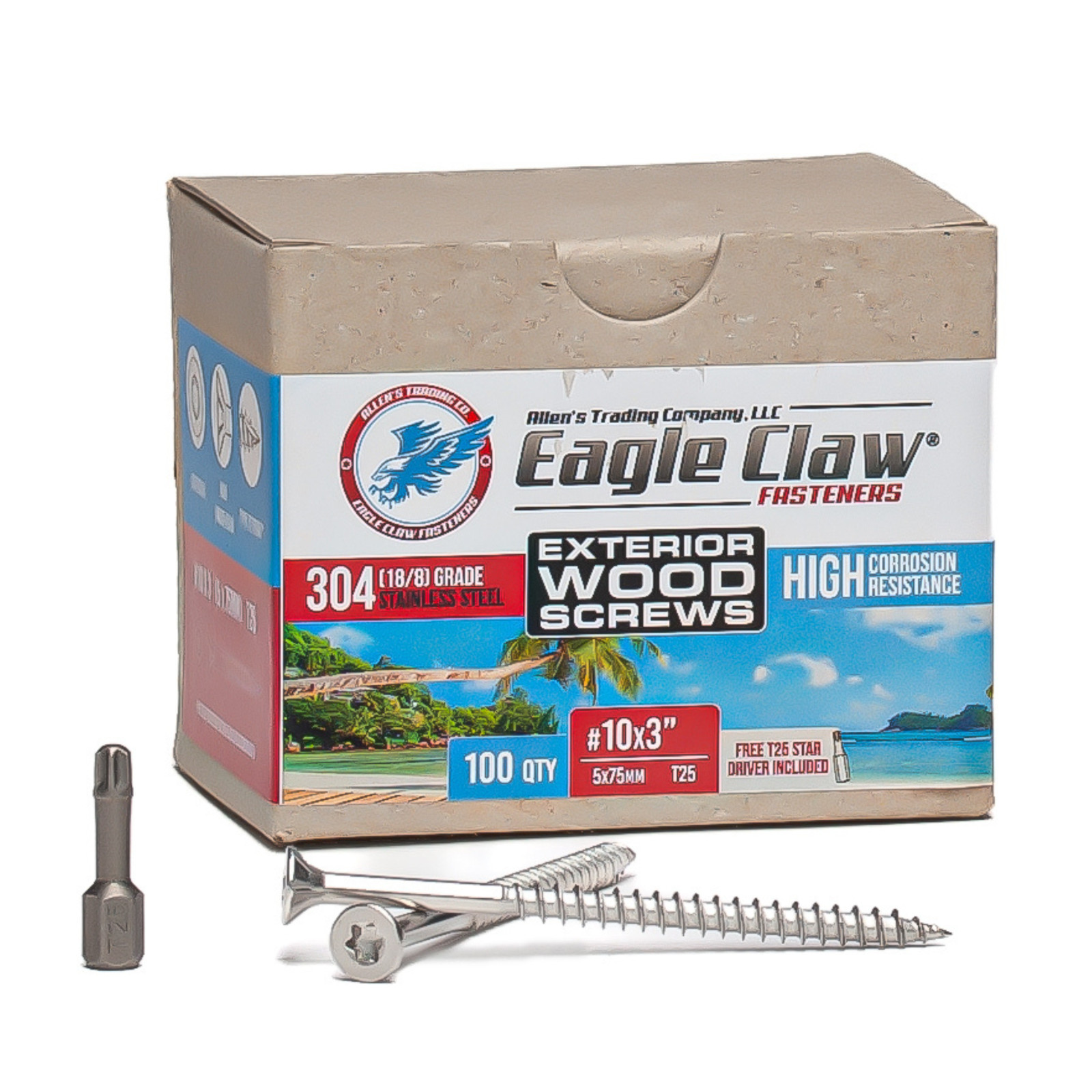 Stainless Steel Wood Screws, Star Drive, Qty 100 DIY Pack, Various sizes