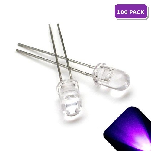 100 x LED 5mm UV Purple Ultra Bright Round Top LEDs Light Lamp RC Car PC T1 3/4