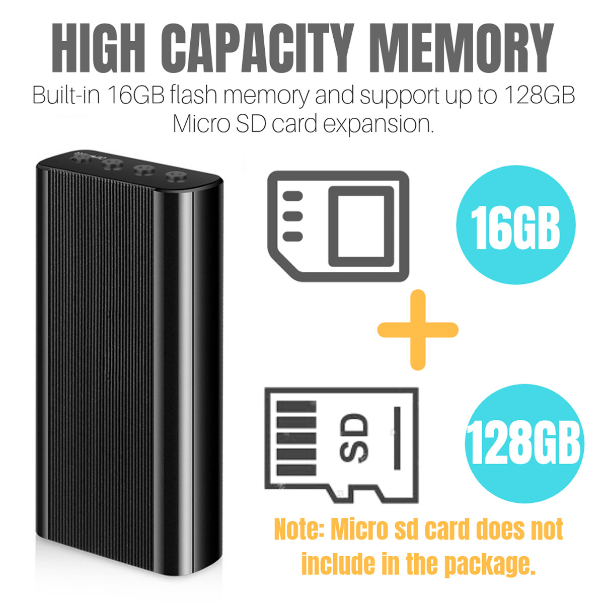 16GB Mini Digital Voice Activated 500 Hr Audio Recorder Magnetic MP3 Player