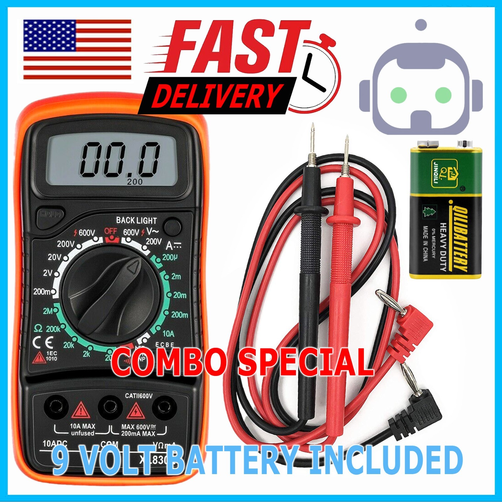 Digital Multimeter AC DC Voltmeter Ammeter Ohmmeter Volt Tester Meter XL830L