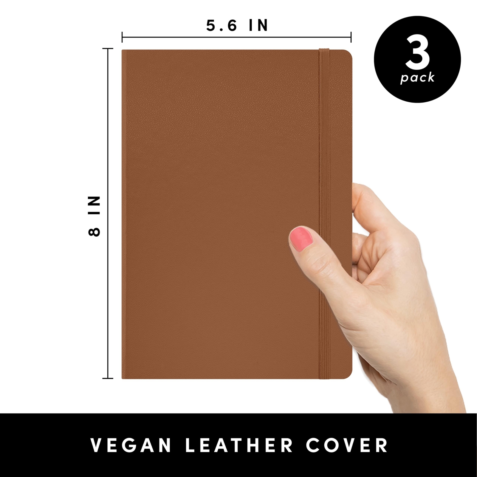 PAPERAGE Lined Journal Notebooks, 3 Pack, (Cognac, Dark Green, Navy), 160 Pag…