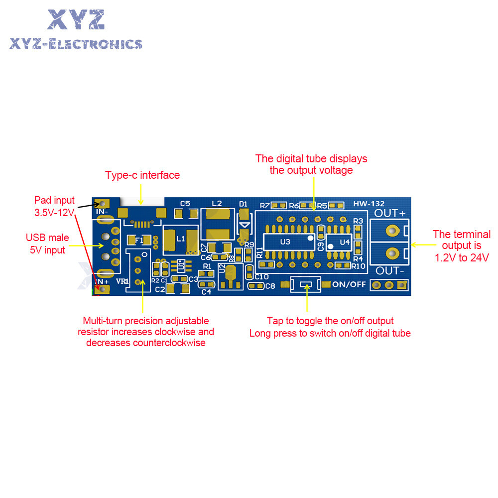 DC-DC 5V to 1.2V~24V USB Step UP/Down Boost Buck Adjustable Power Supply Module