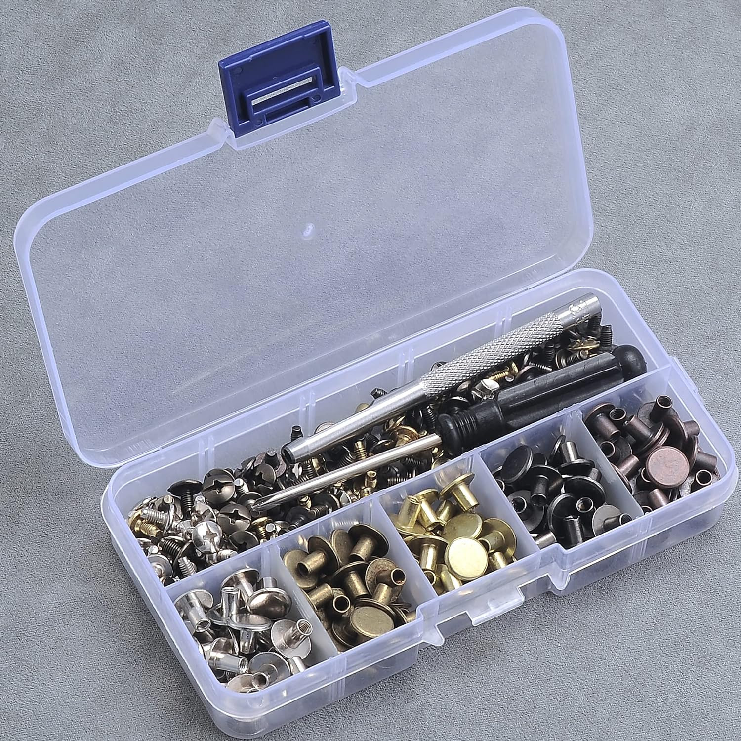 125 Sets Mixed Colors Round Flat Head Chicago Screws All Colors Mixed in Box