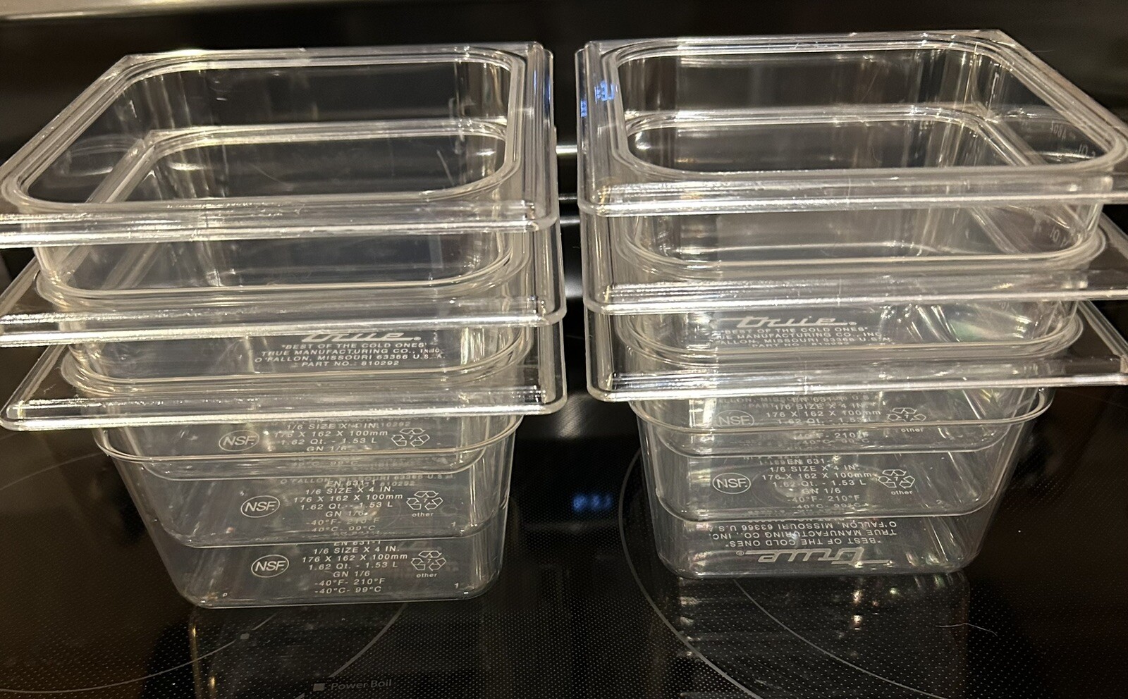6 Each True Clear Food Pan 1/6 Size 4” Deep NSF Commercial Prep Polycarbonate