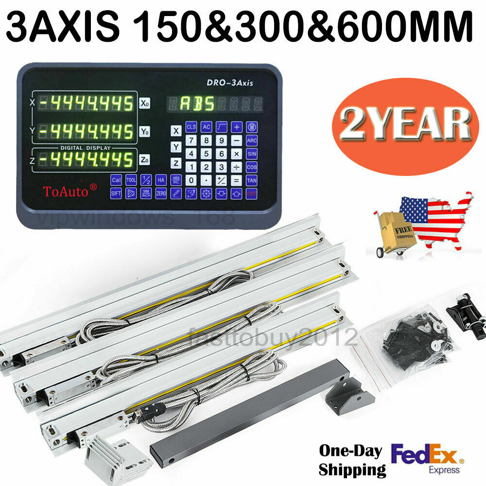 3Axis Digital Readout DRO display 5µm TTL Linear Glass Scale Encoder 6″ 12″ 24″