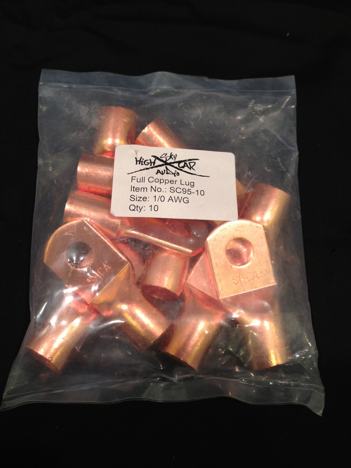 (10) 1/0 Gauge Copper Ring Terminals 3/8″ RED/BLACK Heat Shrink Tubing LUGS
