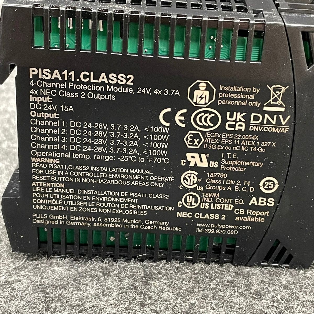 PULS PISA11.CLASS2 Protection Module 24V 15A 100W, Black