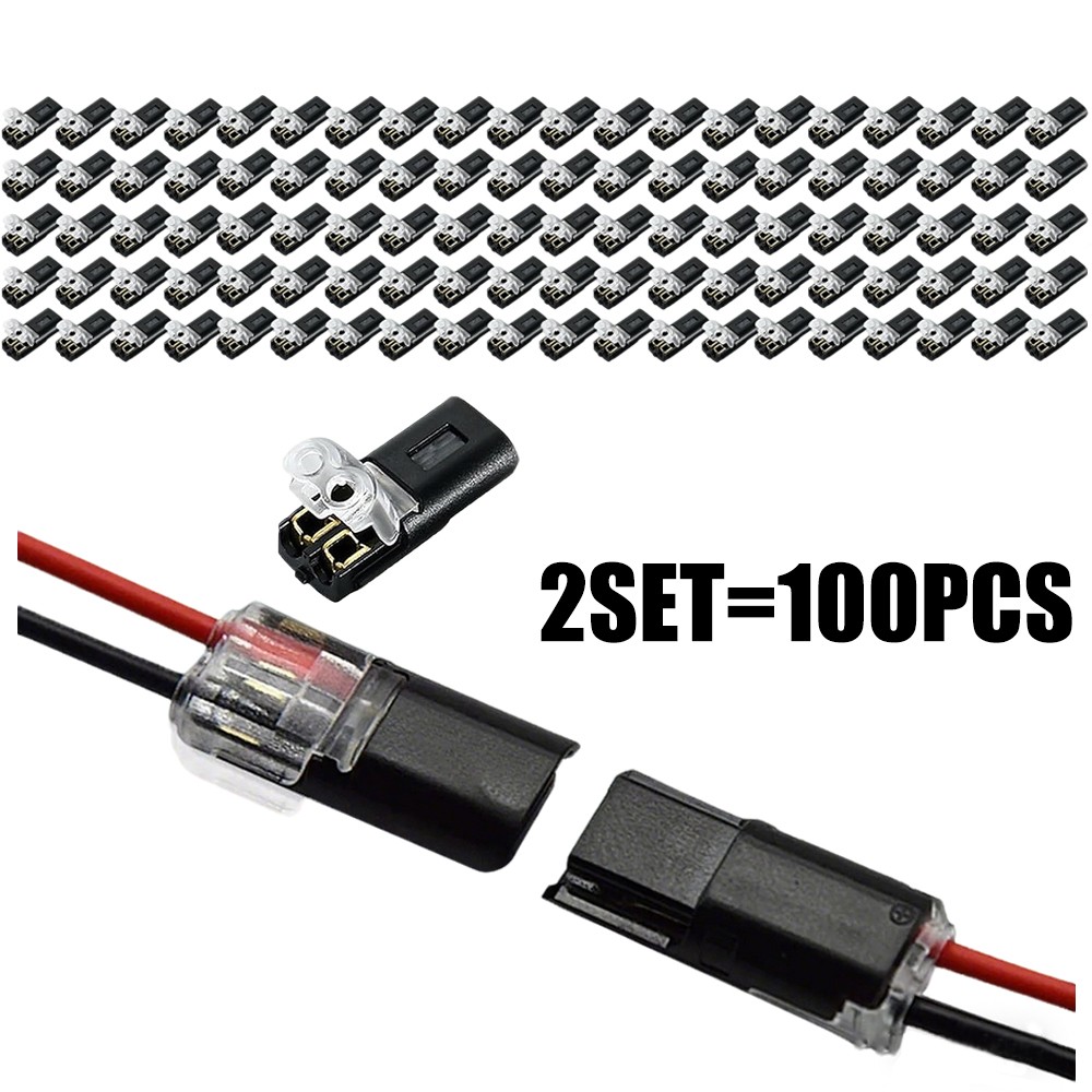 200pcs Double-Wire Plug-in Connector, Cable Clamp with Locking Buckle, AWG 18-22