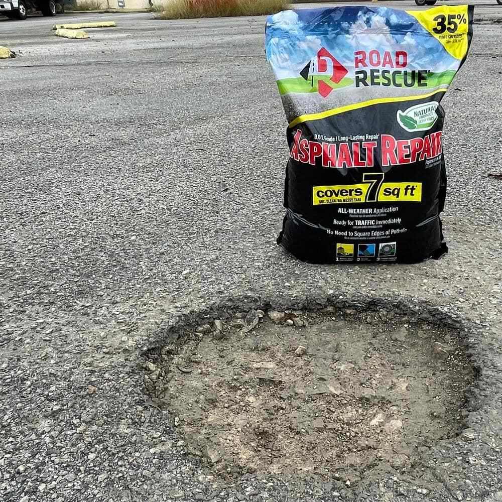 50 Lbs. Asphalt Repair Road Rescue Natural Limestone Rock Blacktop Patch Black