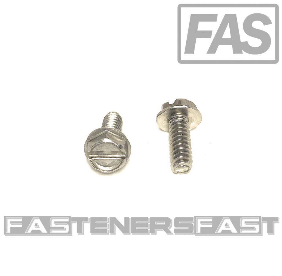 (50) 10-24×1/2 Stainless Steel Slotted Hex Washer Head Machine Screws 18-8