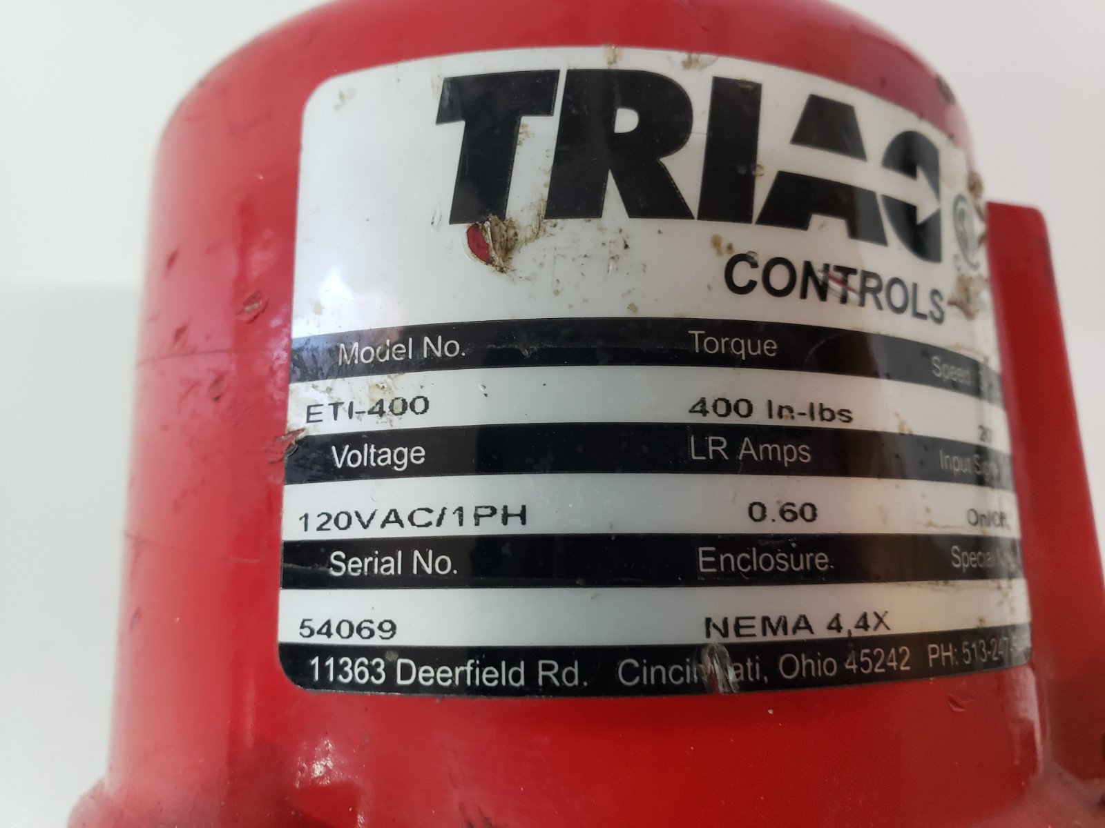Triac Controls ETI-400 Valve Actuator Positioner 400 in-lbs 120vac