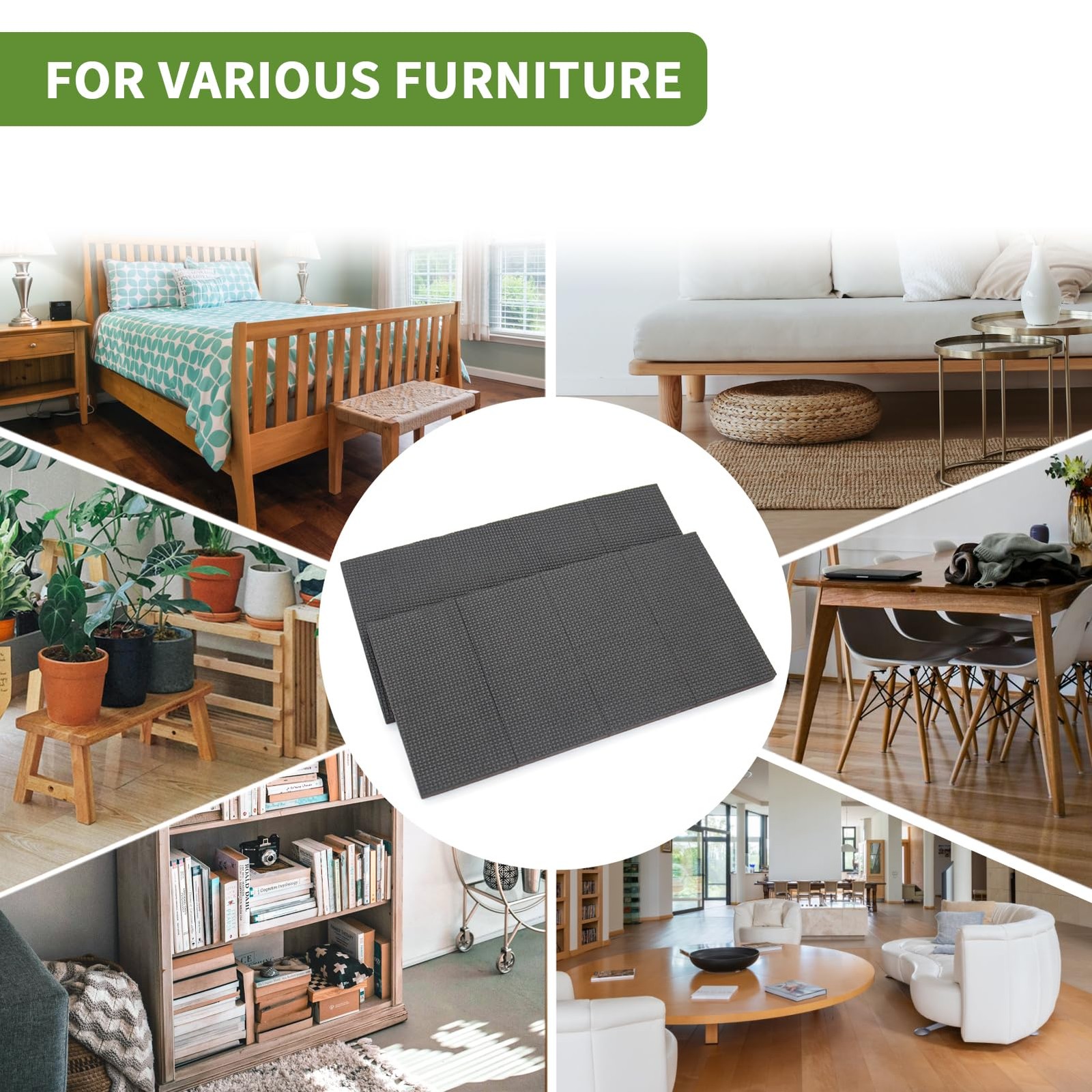 COVERCORNER Non Slip Furniture Pads Square 2 inch 16PACK, Round 2 Inch 16pack