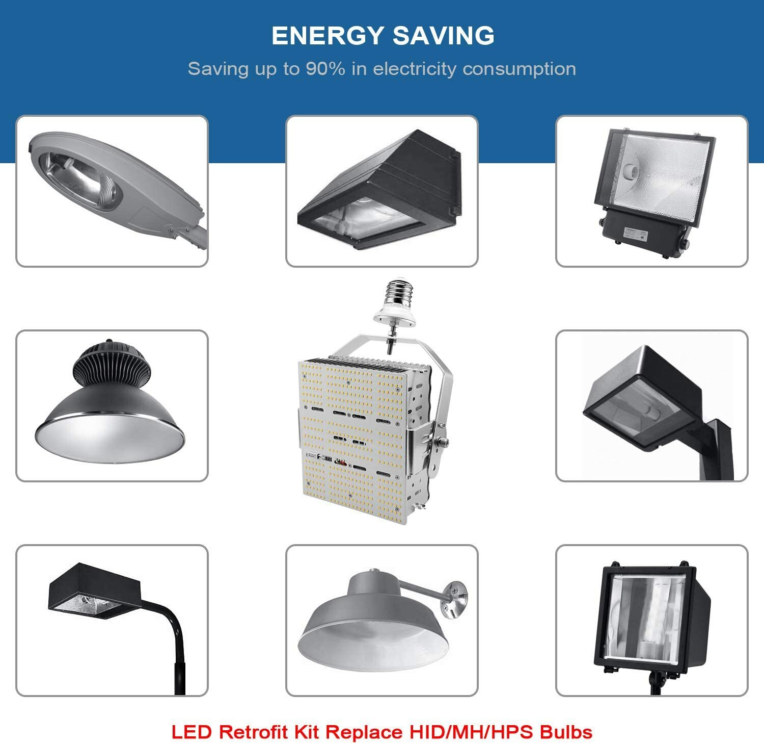 150W Shoebox LED Retrofit Kit Lights 600W MH/HPS Equiv 5000K Daylight 22500LM