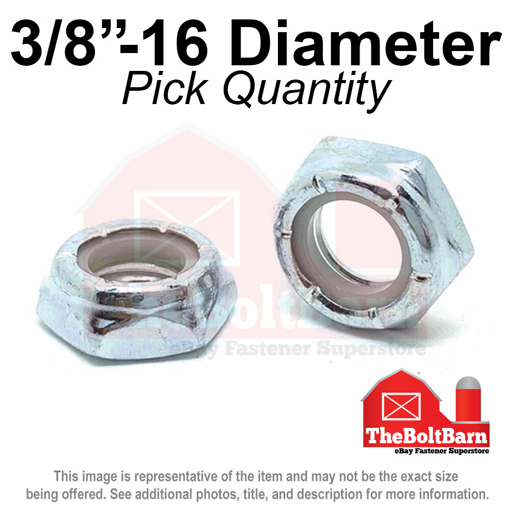 3/8″-16 Grade A Nylon Insert Hex Jam Lock Nuts Zinc Coarse Nylok (Pick Quantity)