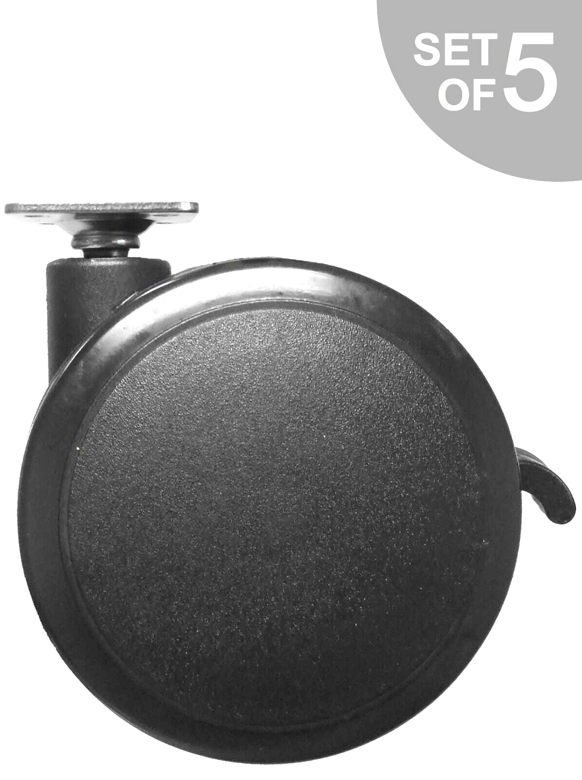 Extra Large 3″ Furniture Casters for Hard Floor w/ Brake Plate Mounting-Set of 5