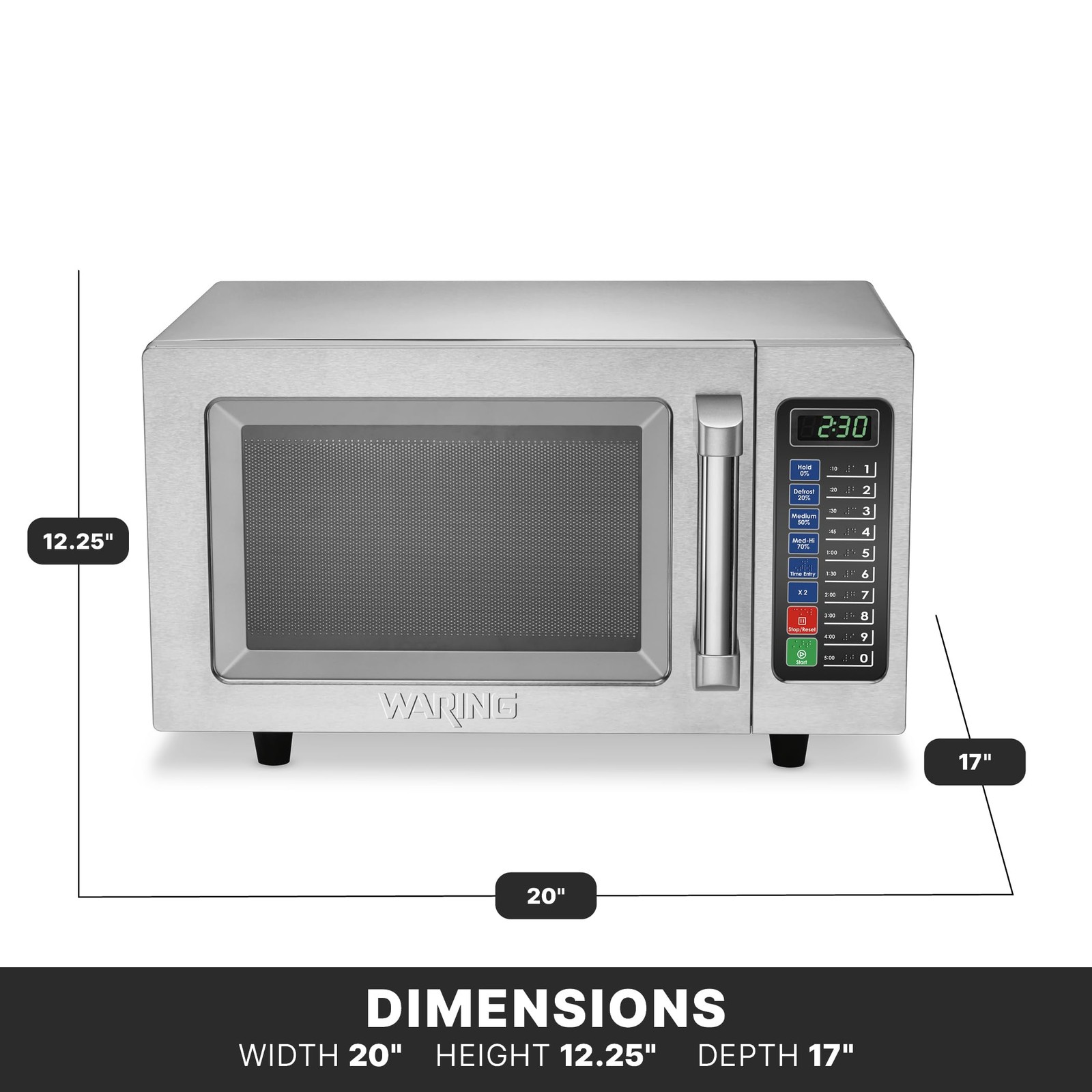 Microwave Oven 0.9 cu ft 1000W Programmable Stainless Steel Waring Commercial