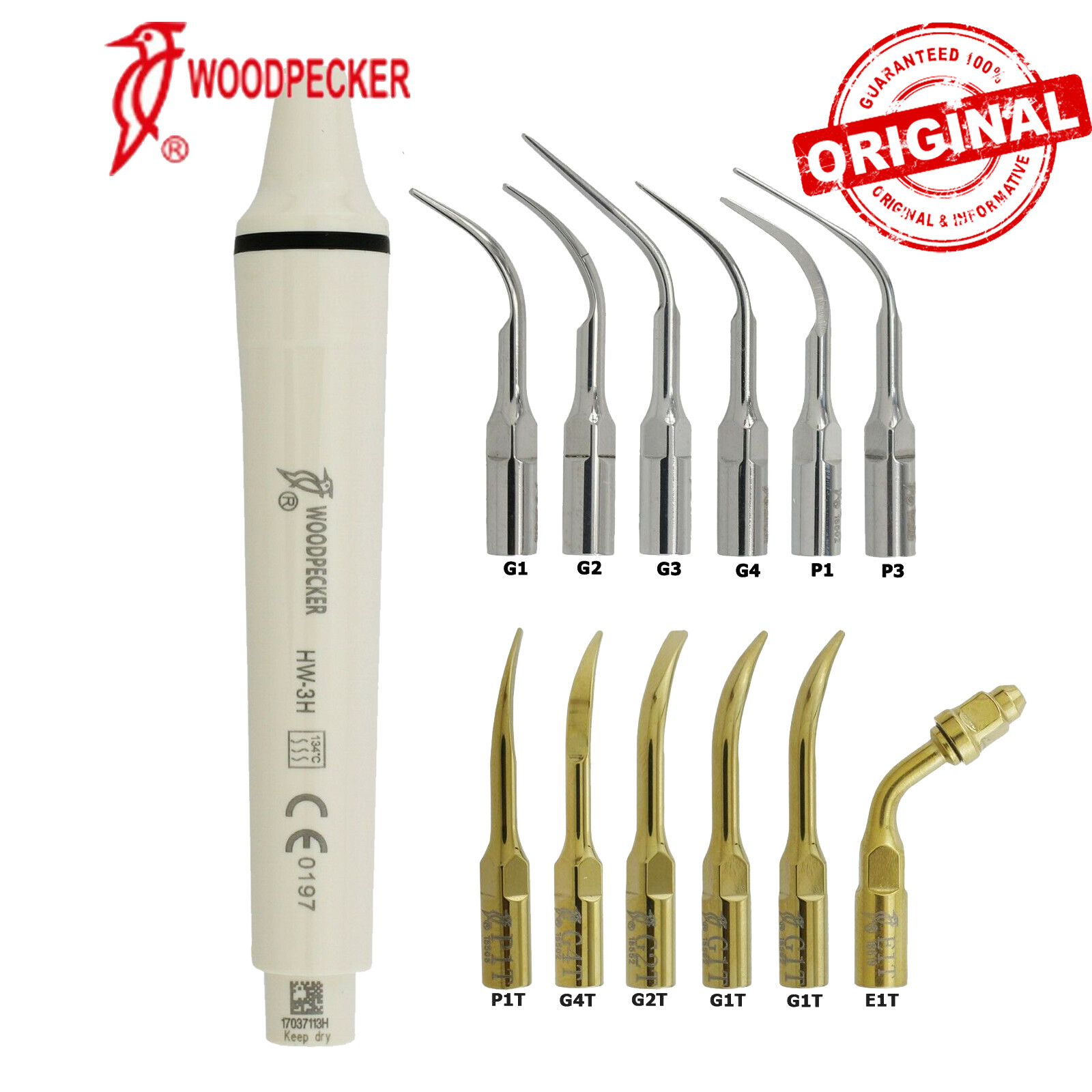 Woodpecker DTE Dental Ultrasonic Piezo Scaler Handpiece Tips HD-7L HW-5L HW-3H