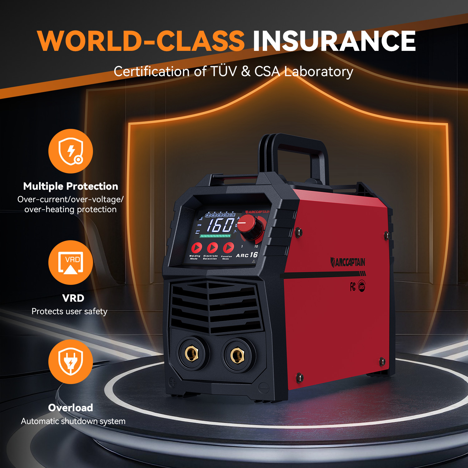 ARCCAPTAIN 160A ARC Lift TIG Welder 110V/220V Dual Voltage MMA Welding Machine