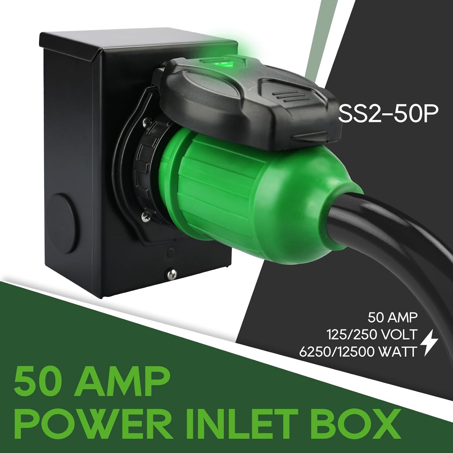 25ft 50A Generator Cord & Power Inlet Box Combo – ETL Listed Emergency Kit