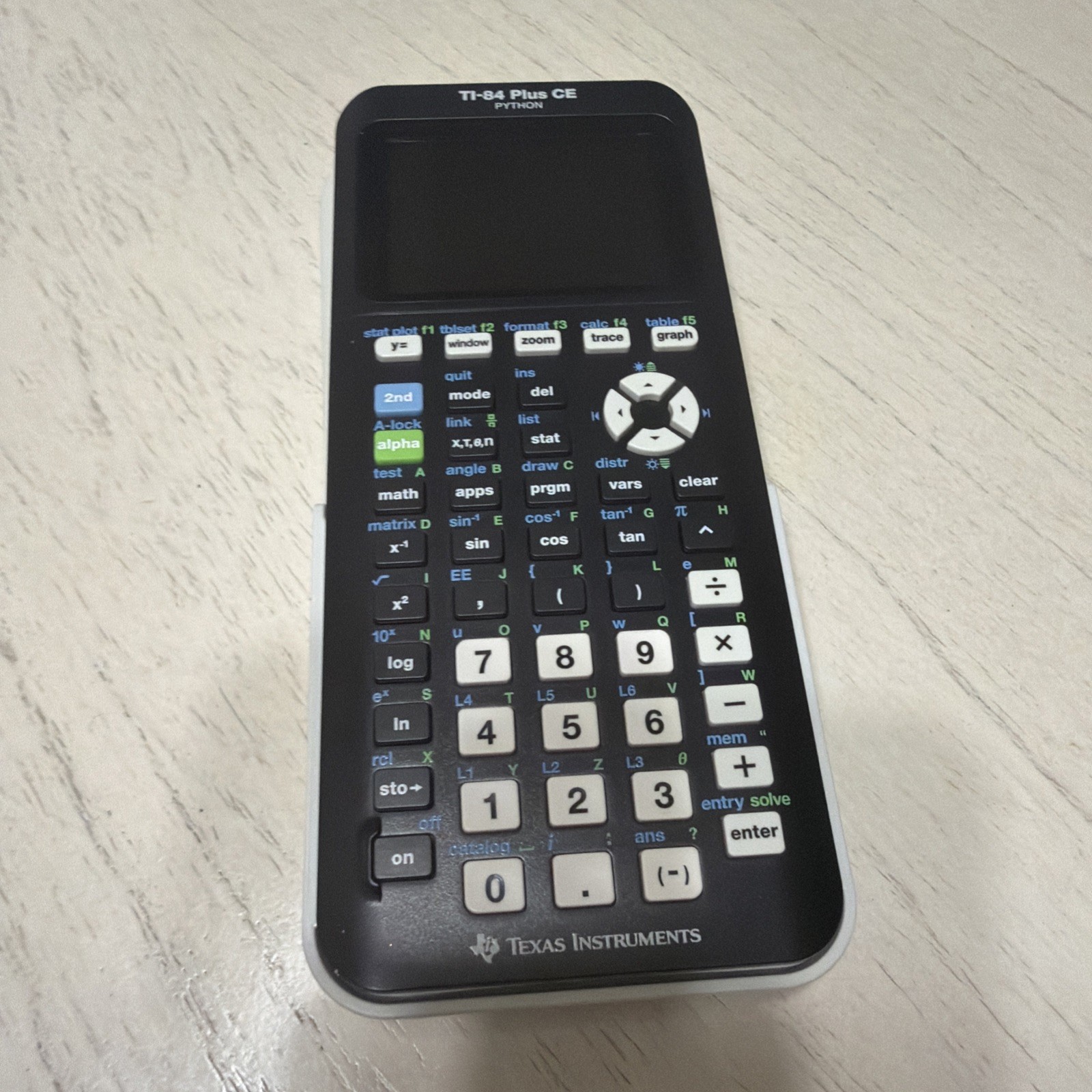 Texas Instruments TI-84 Plus CE Graphing Calculator Black Gray Charging Cable