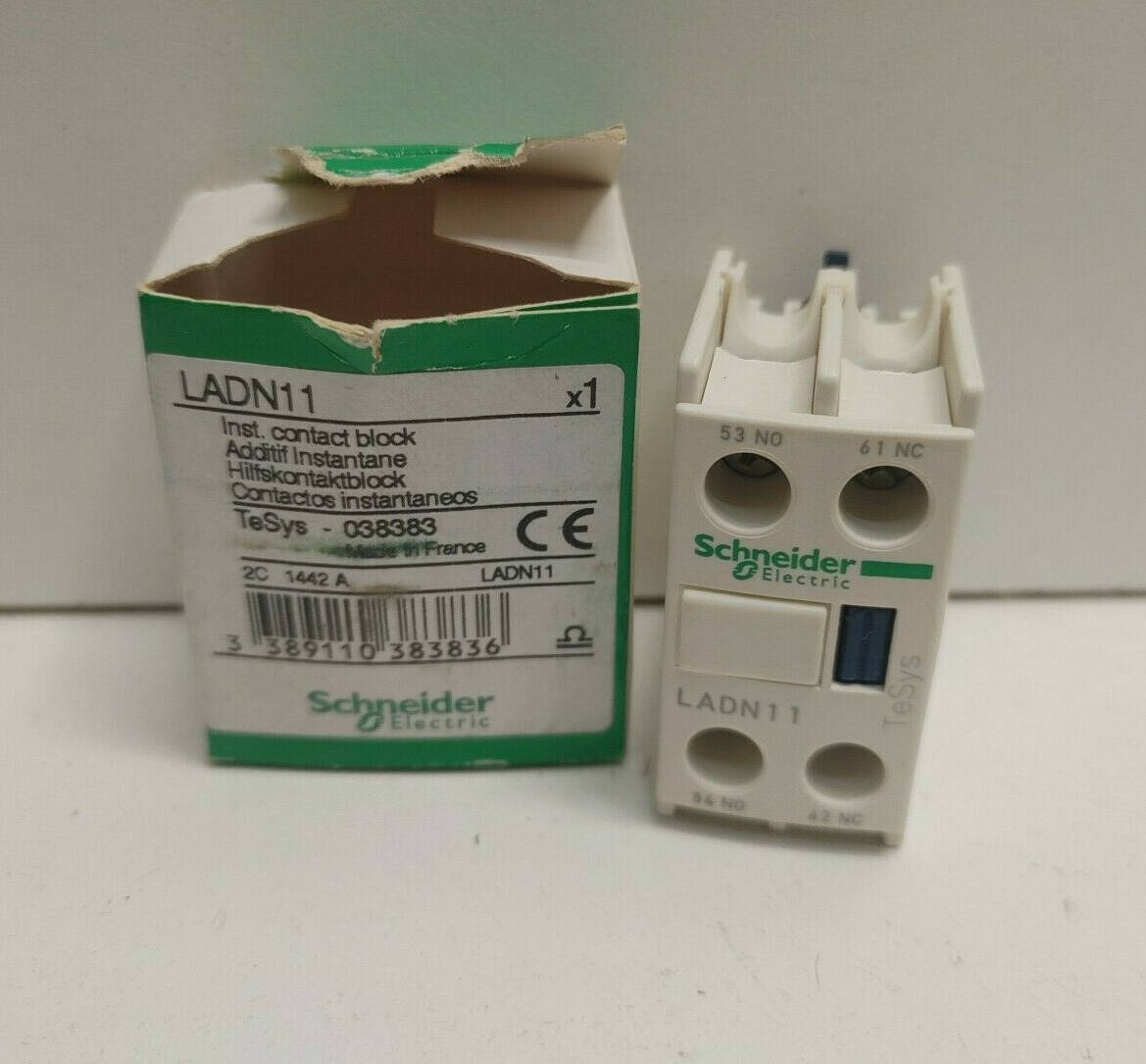 NEW OLD STOCK! SCHNEIDER 10A 690V 1NO/1NC AUXILIARY CONTACT BLOCK LADN11