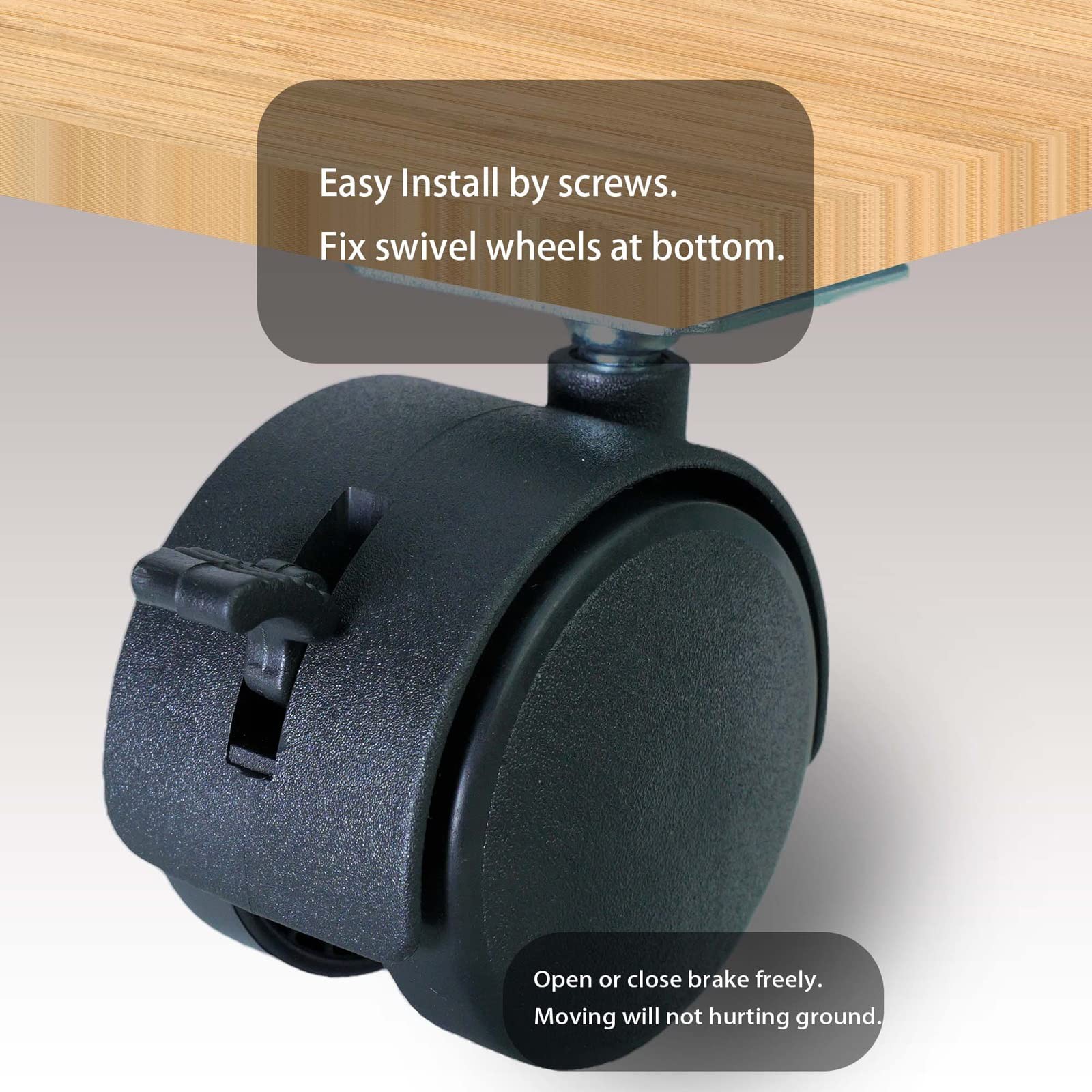 Dalyndar 2 Inch Furniture Caster 2 inches x 2.2 x 2.6 inches, Black