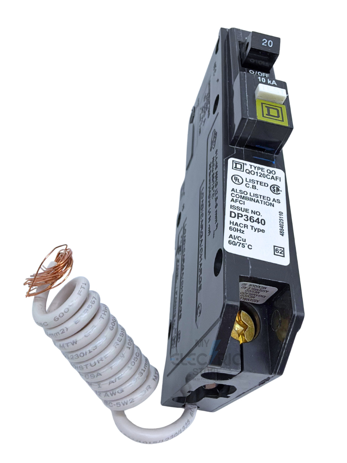 SQUARE D QO120CAFI AFCI CIRCUIT BREAKER 20 AMP 1-POLE ARC FAULT QO SERIES NEW