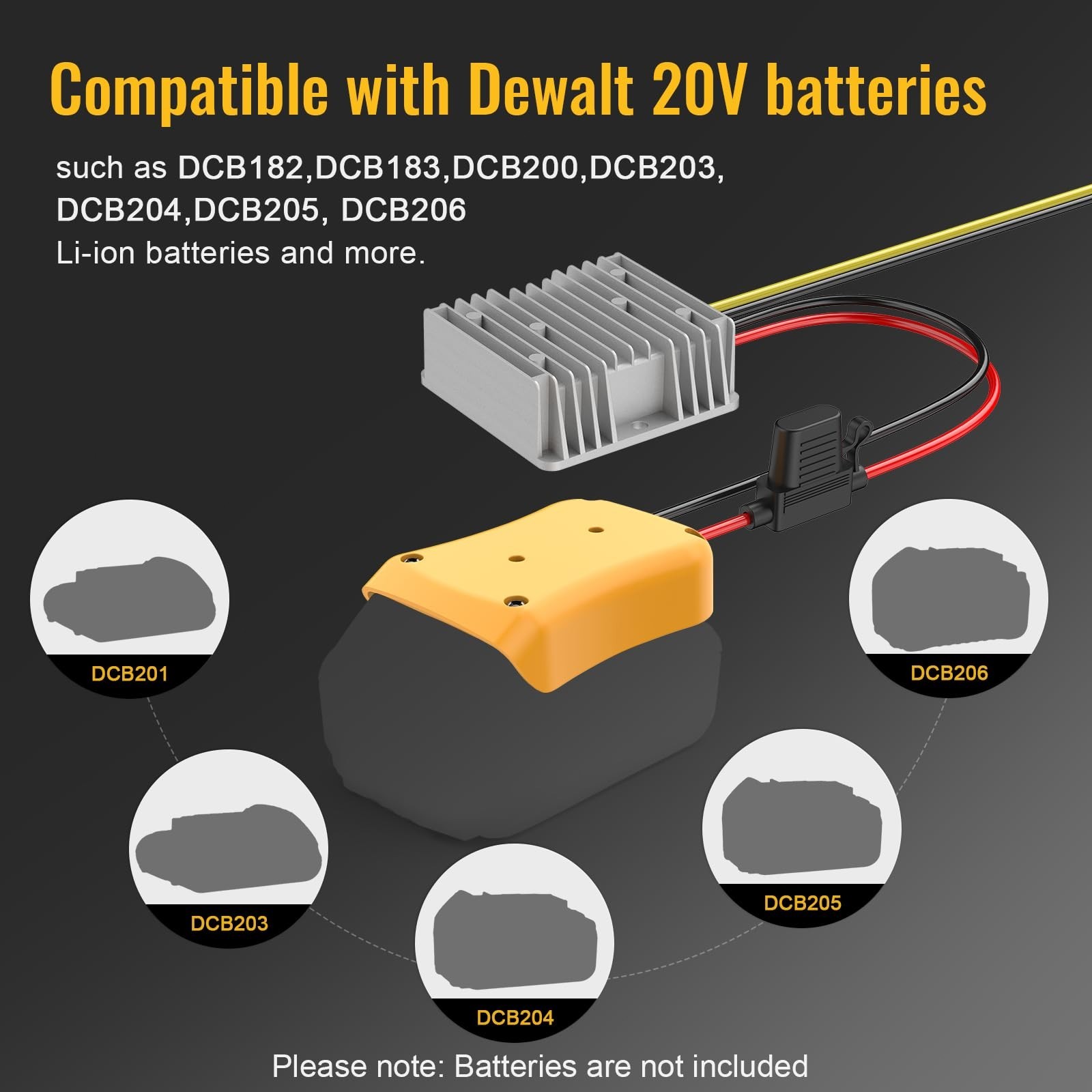 20V to 12V Step Down Converter Transformer Compatible with DeWalt 20V Battery