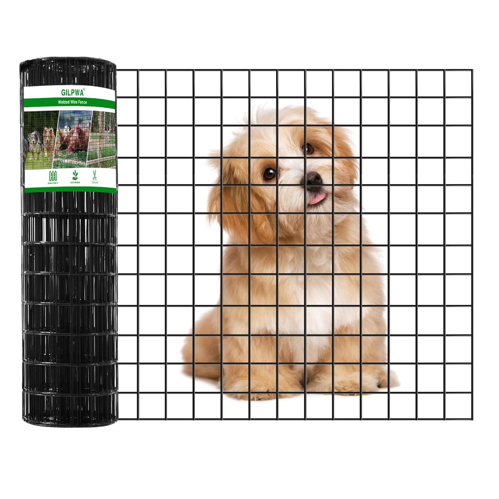 Wire Fence, 24 in(H) X 50 ft(L) PVC Coated Welded Wire Fencing 2″ X 2″ 16GA G…