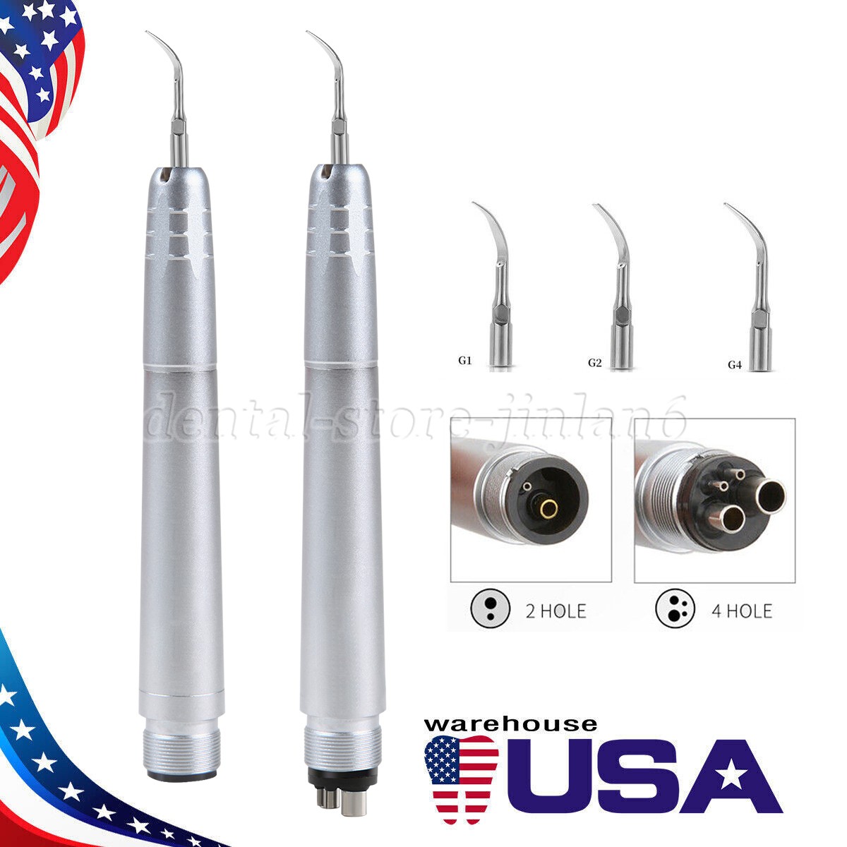 Kavo Style Dental Air Scaler Handpiece Sonic Scaler Cleaner 2/4Holes w/3pcs Tips