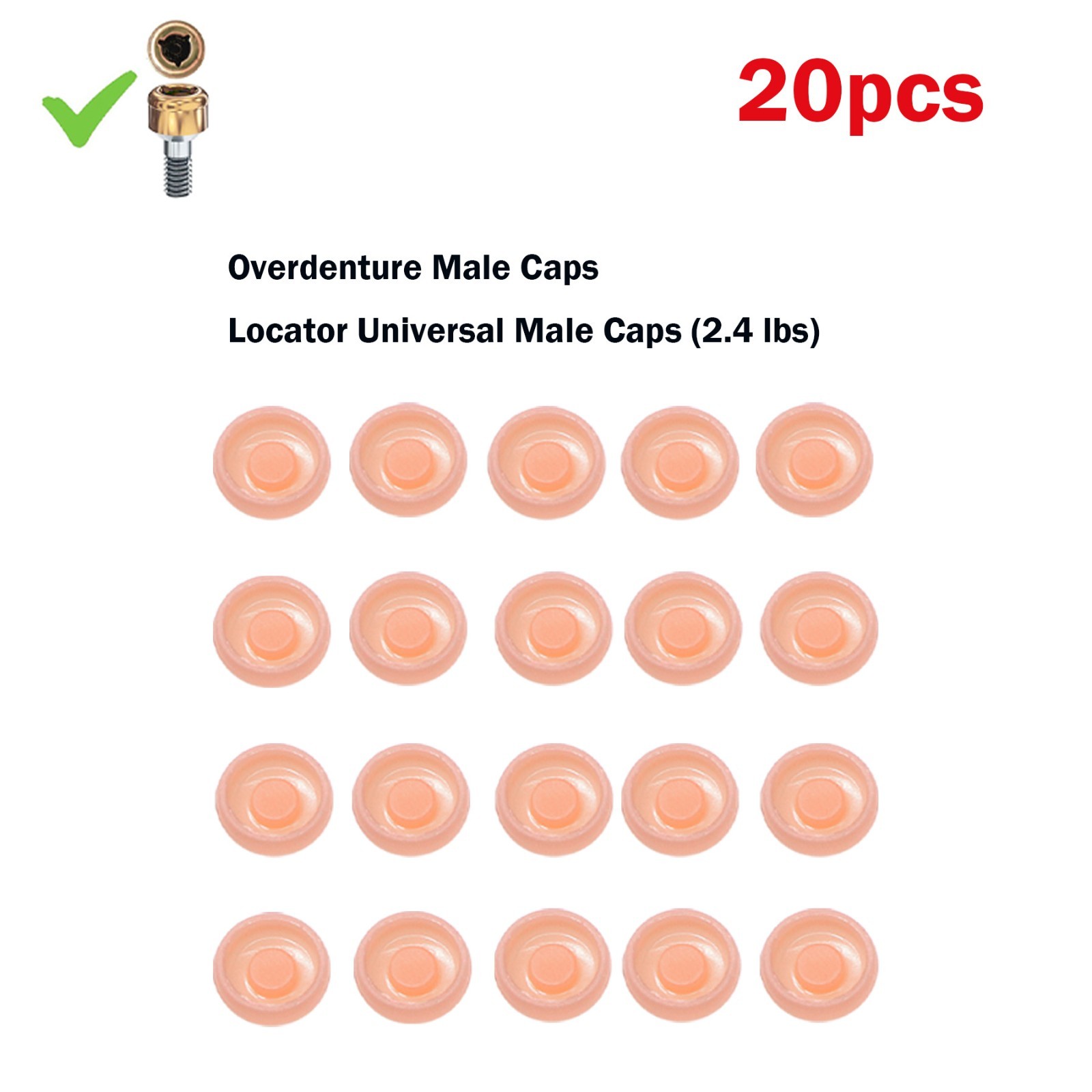 US Dental Lab 20pcs Universal Locator Abutment Male Cap Insert for Overdenture