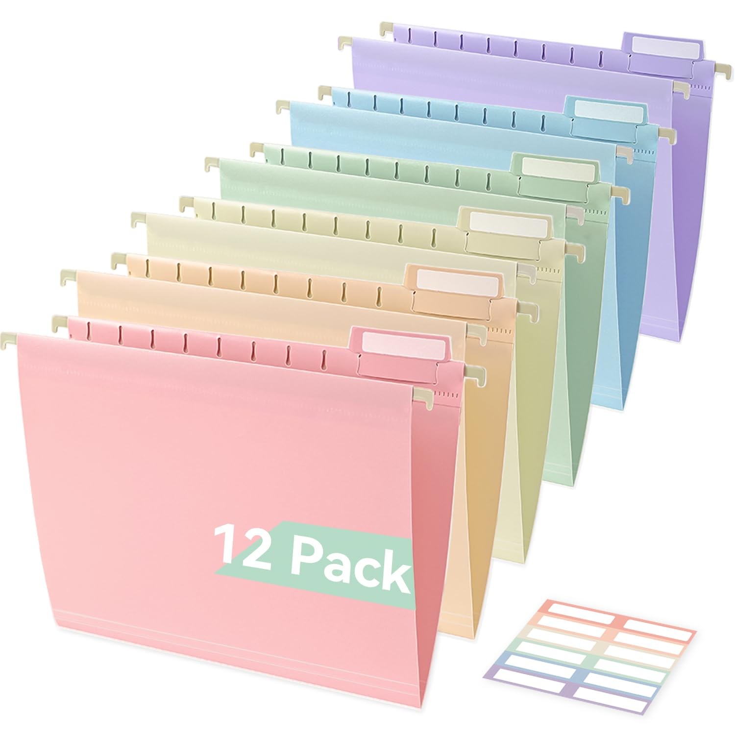 Plastic Hanging File Folders, Sturdy & Tear-Resistant, Letter Size, 12 Pack w…