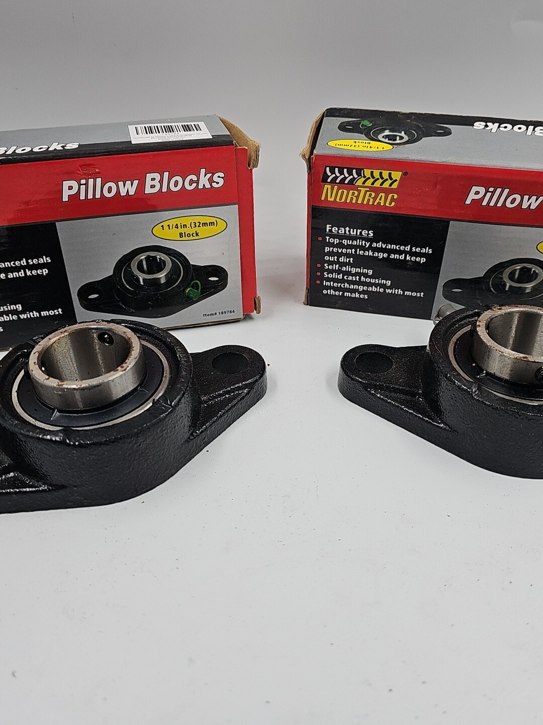 2 NorTrac Pillow Block Bearings 2-Bolt Round Mount 1.25 in, 32mm New