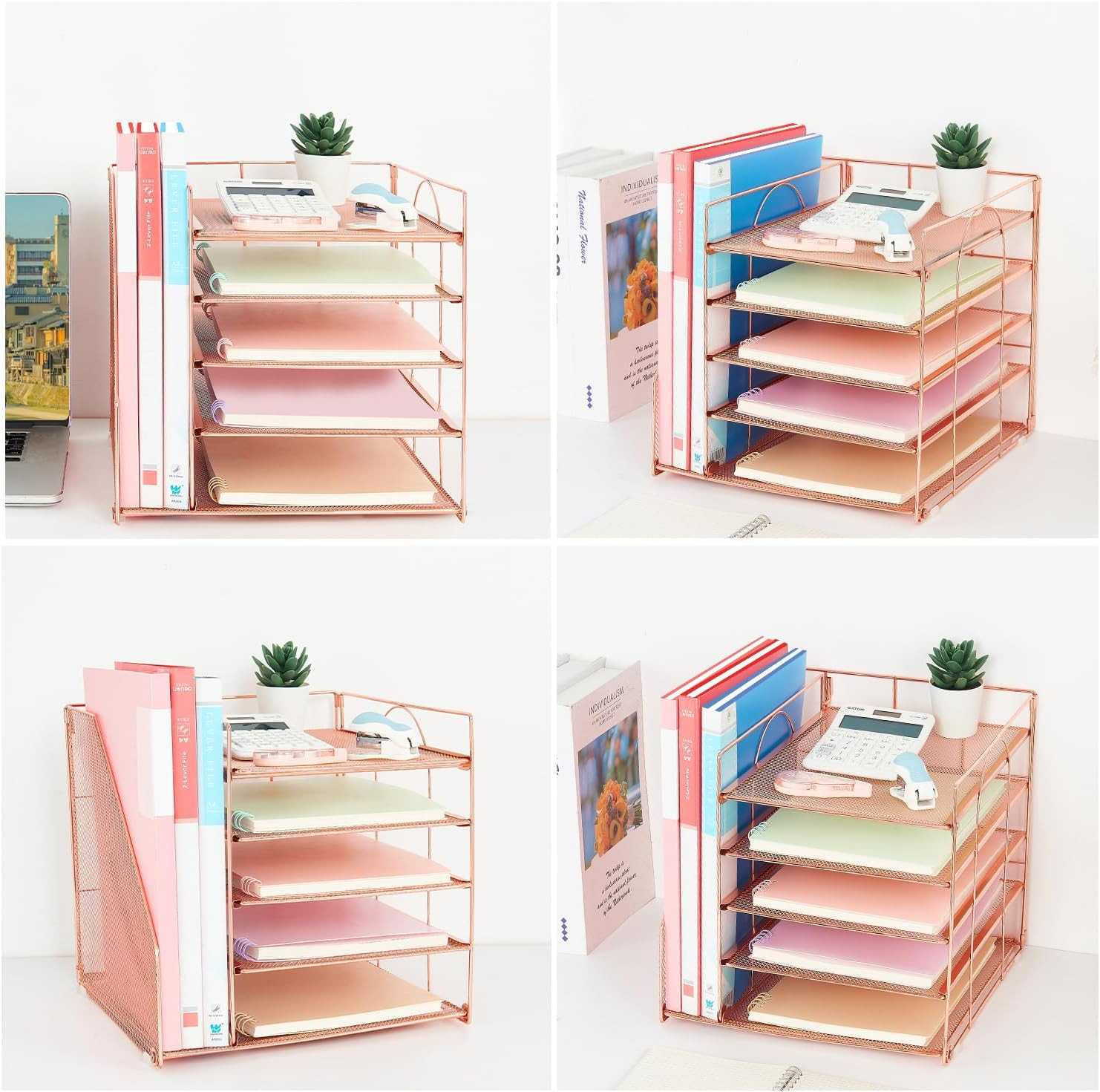 Desk Organizers and Accessories, 5-Tier Paper Letter Tray Organizer with File Ho