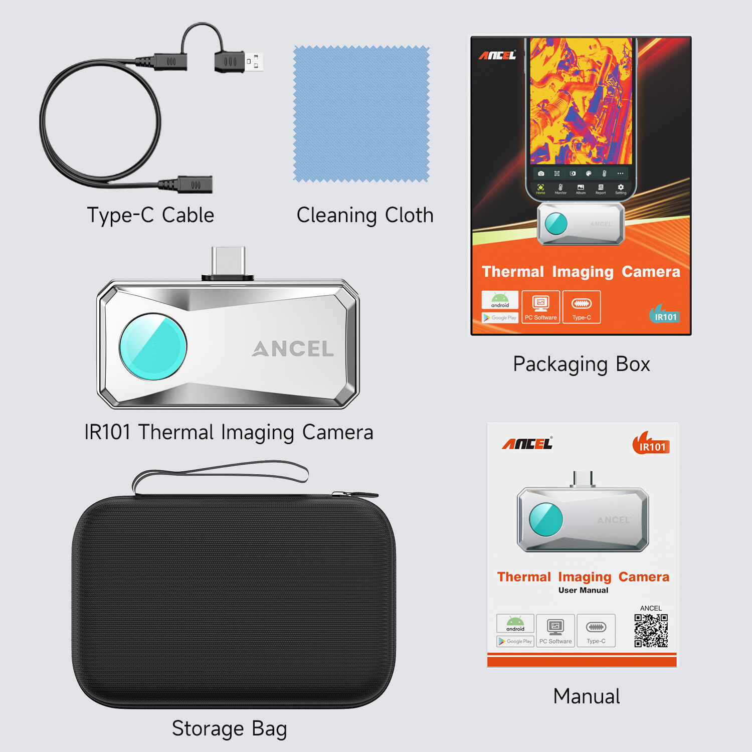 ANCEL Thermal Imaging Camera for Android 256×192 IR Resolution 25Hz Refresh Rate