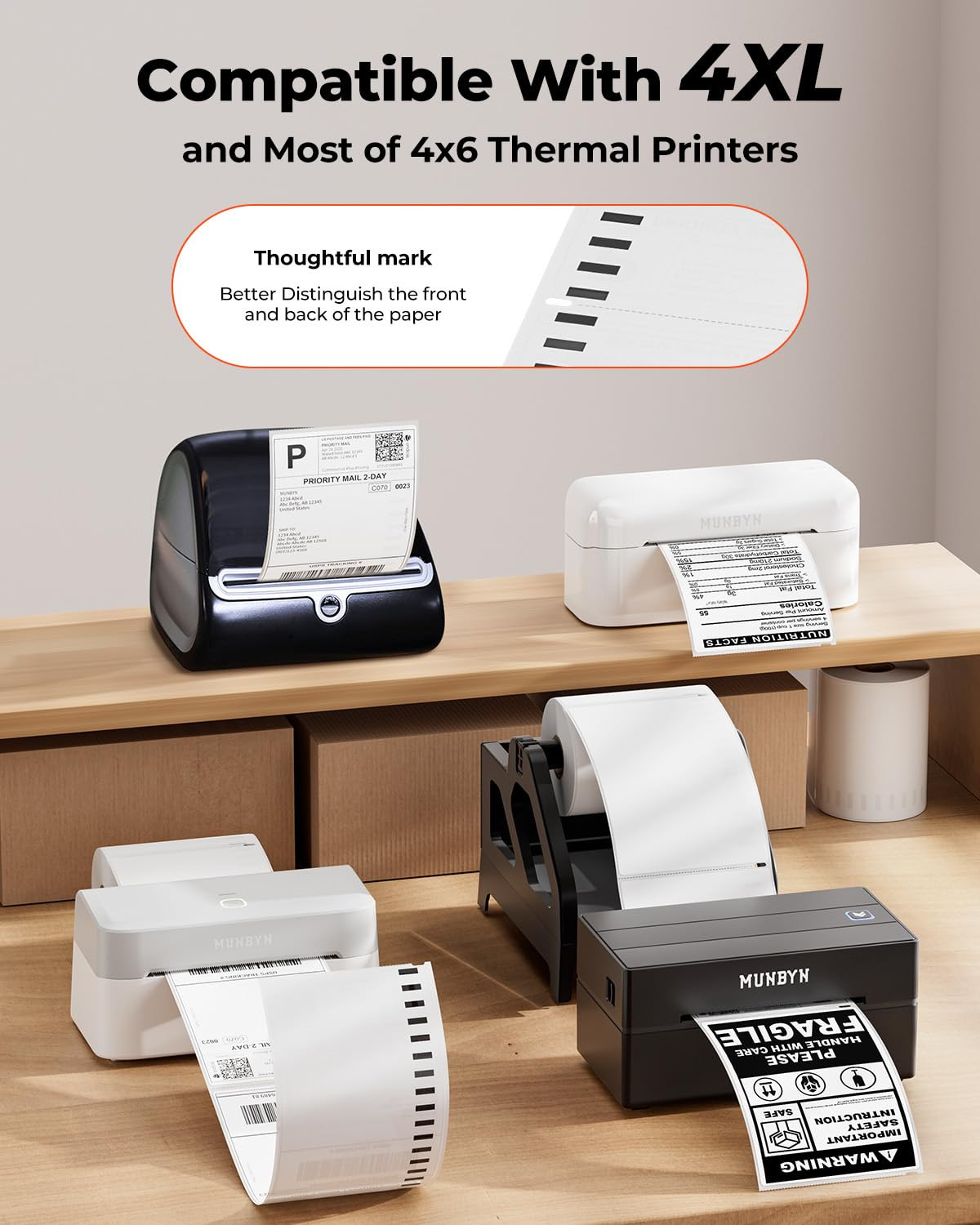 4″x6″ Direct Thermal Printer Label, Shipping Labels Compatible with Rollo, Jaden