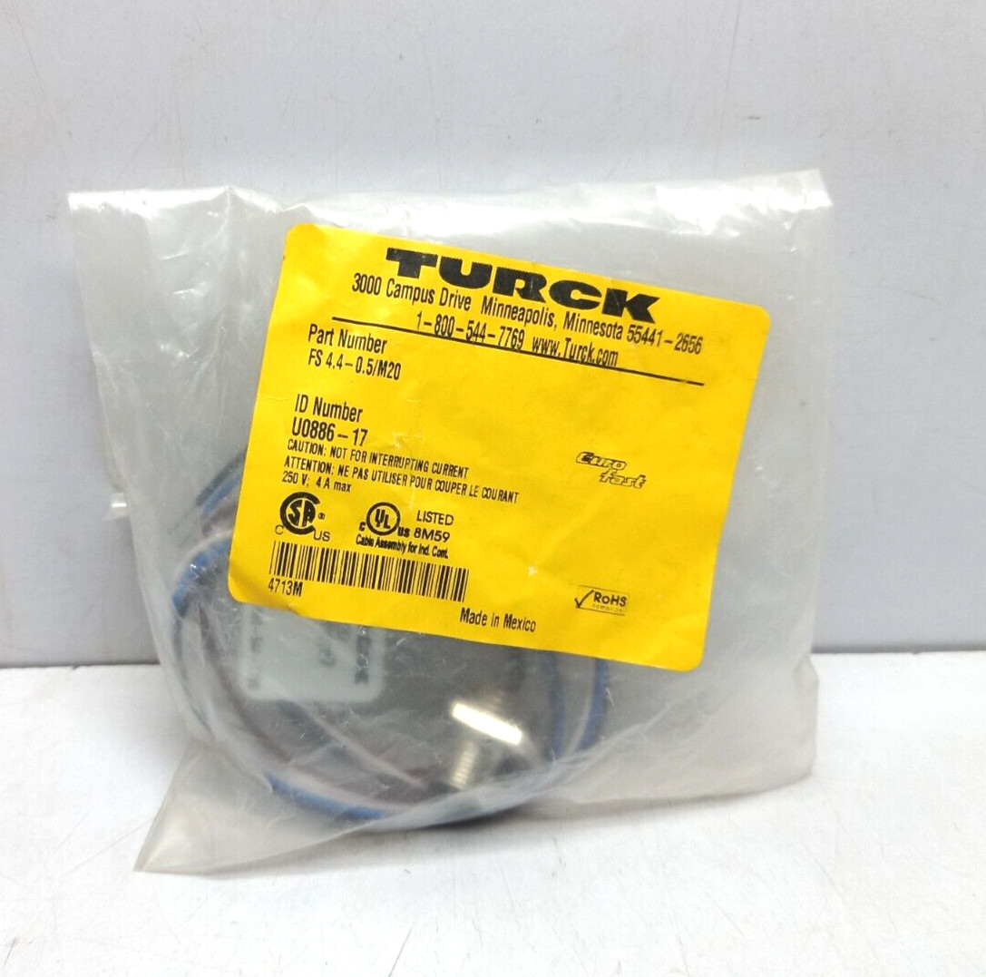 Turck FS 4.4-0.5/M20 Connector U0886-17 250V 4A Max