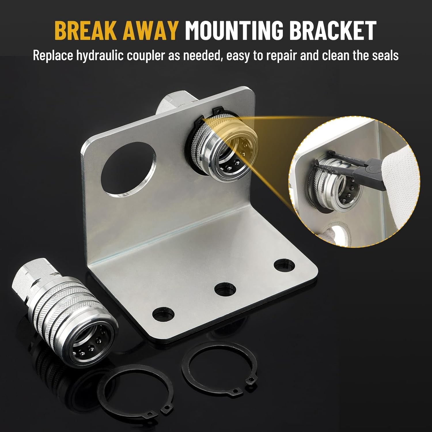 Hydraulic Quick Release Coupling, 1/2» NPT Double Break-away Bracket Set