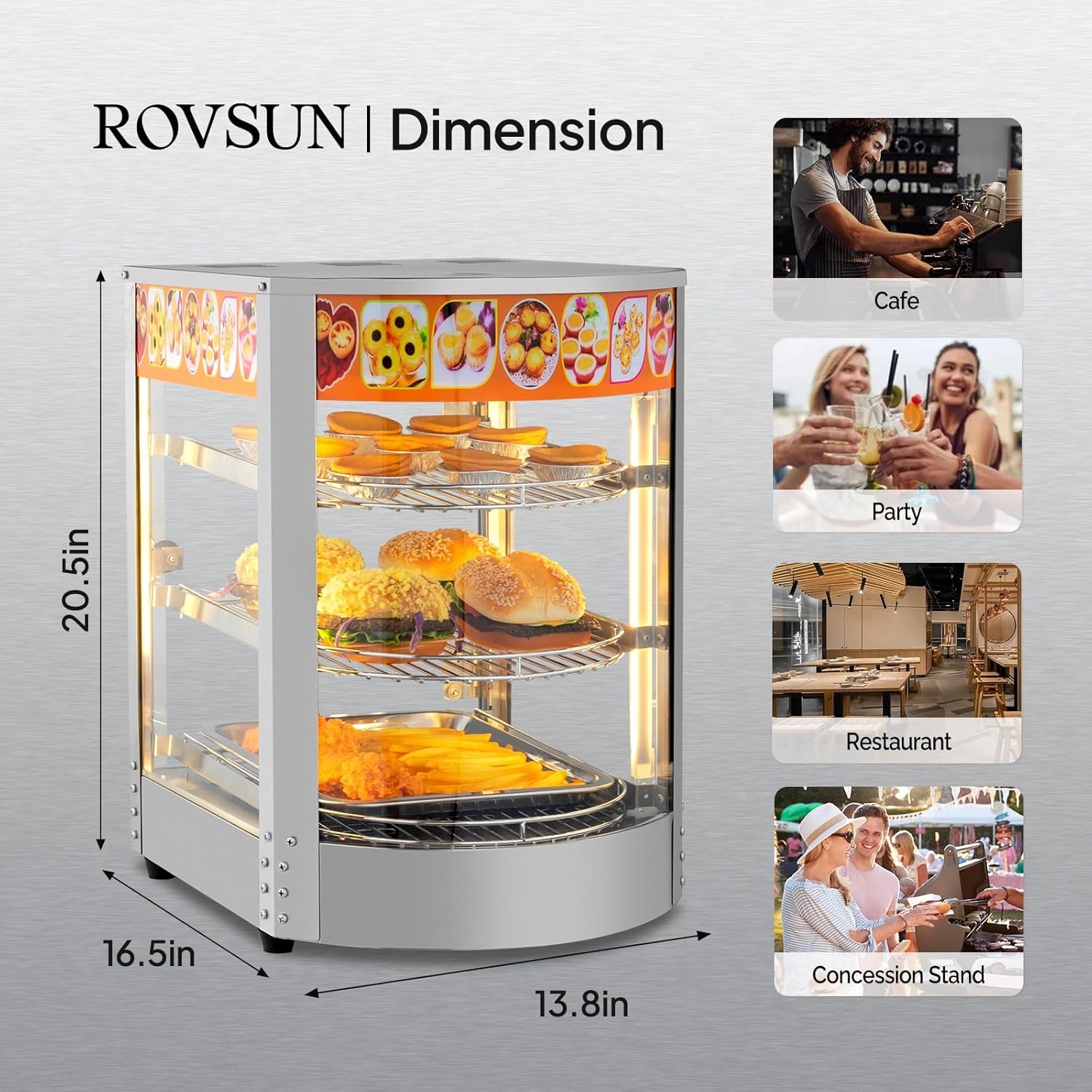 ROVSUN Food Warmer Display Pizza Warmer, Commercial Countertop Food Warmer-800W