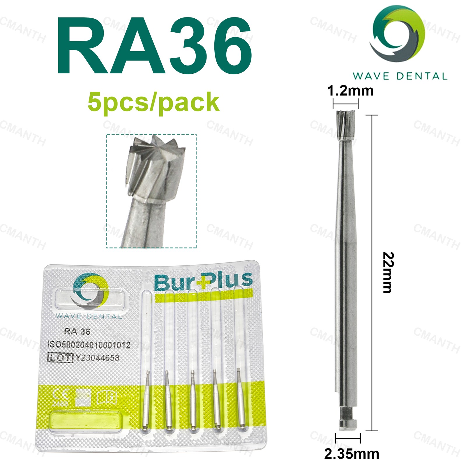 WAVE Dental Inverted Cone Bur Tungsten Carbide Burs RA For Low Speed Dia.2.35mm